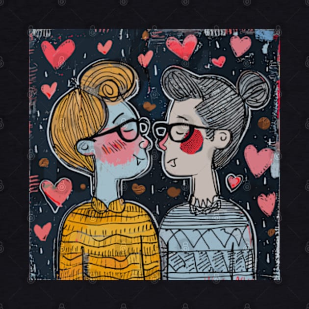 Nerd Couple 2024 Valentines Day Drawing by peculiarbutcute